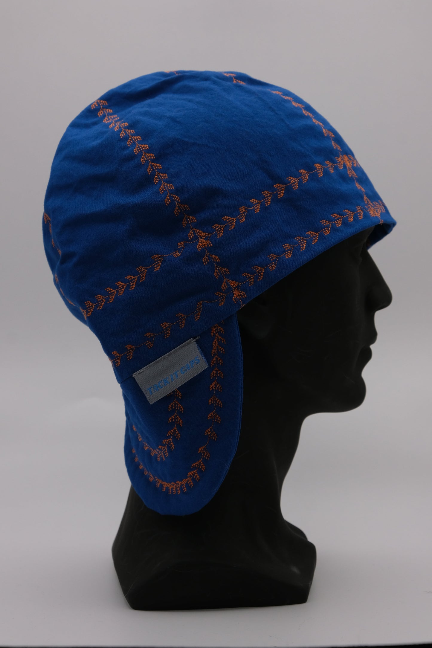 Blue Cap with Orange Stitching