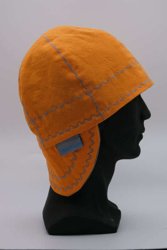 Orange Cap with Grey Stitching