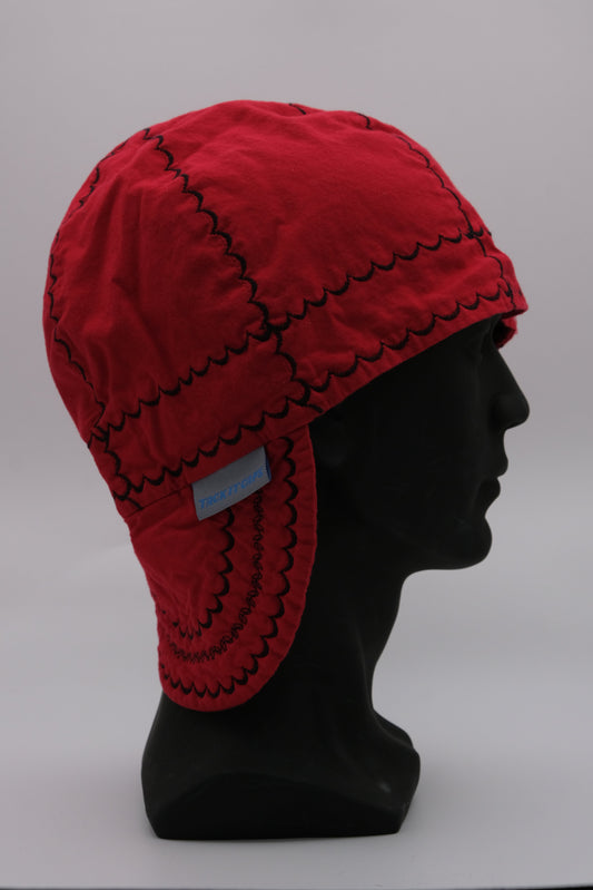 Red Cap with Black Stitching