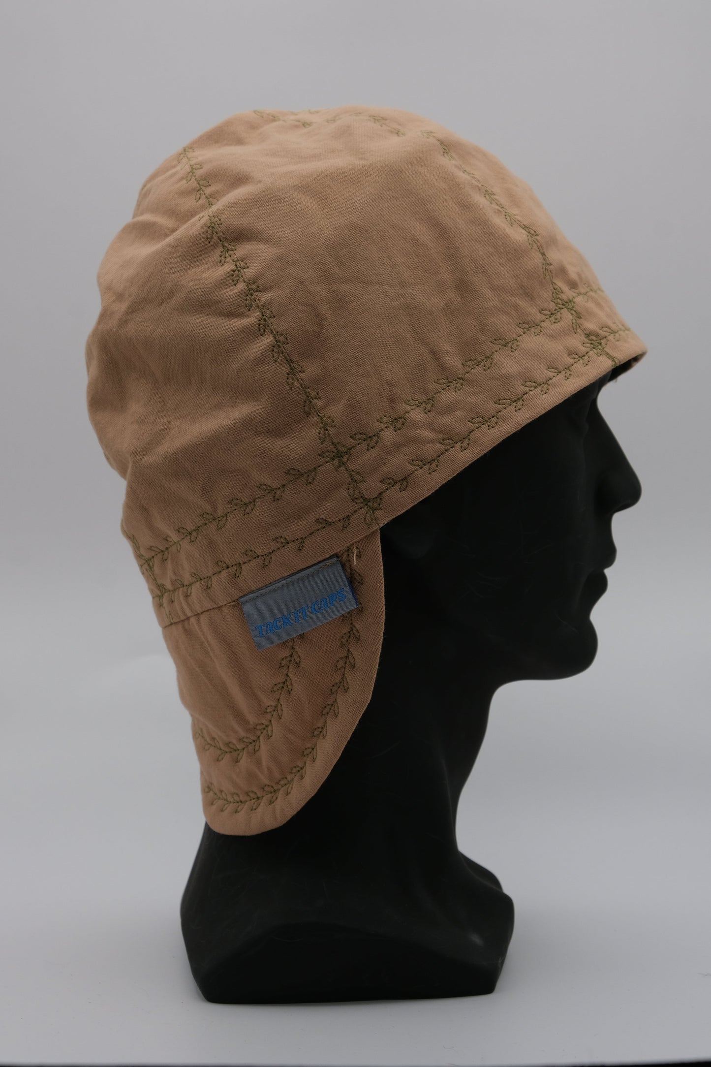 Tan Cap with Gold Stitching